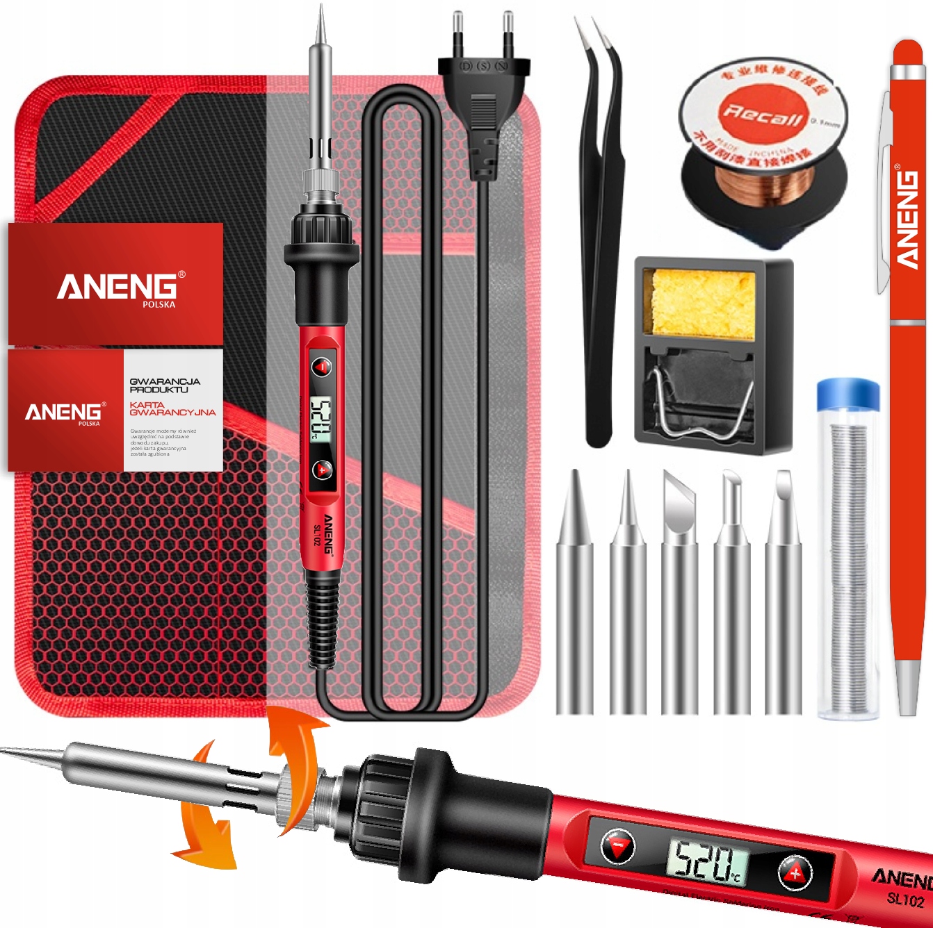 

Lutownica Z Wyświetlaczem Zestaw 180-520°C