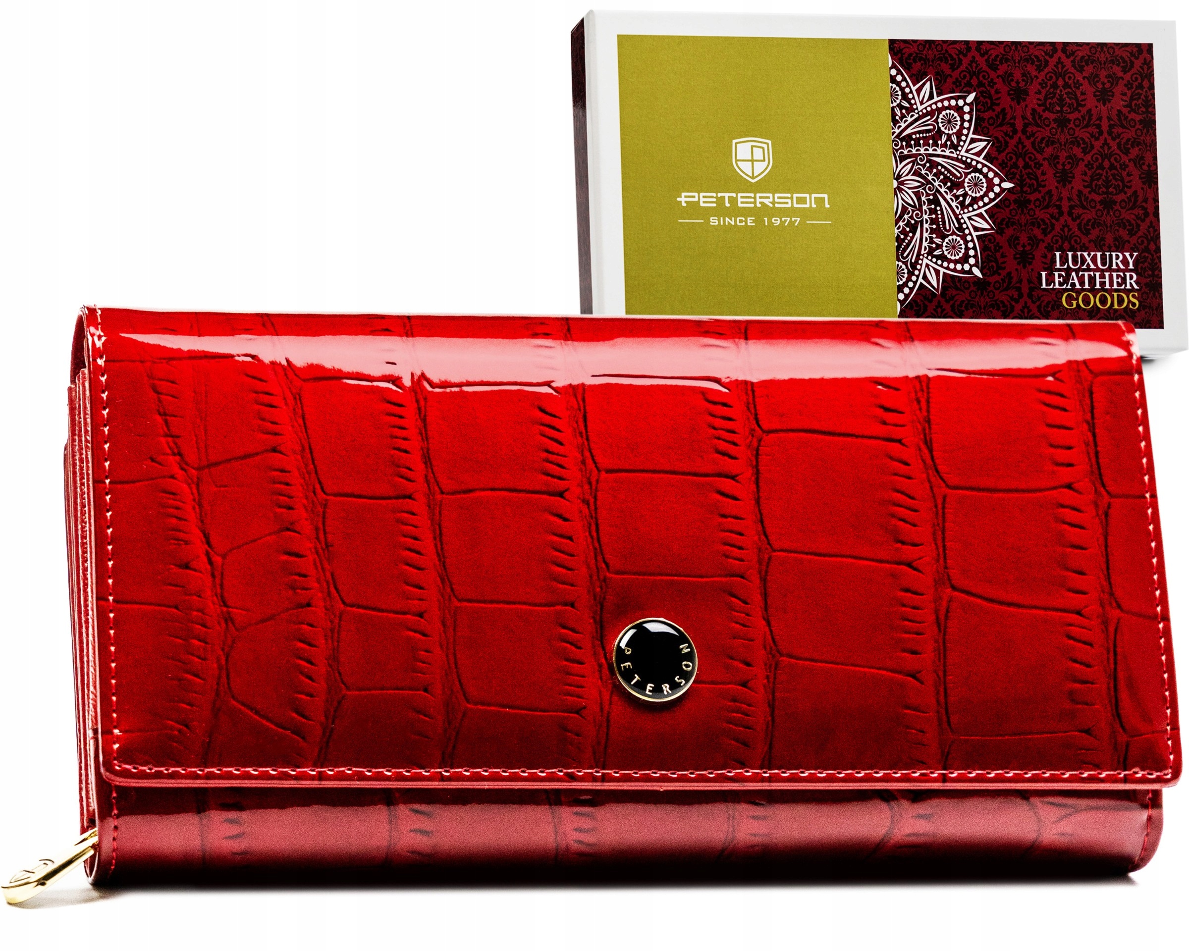 Elegantní dámská peněženka Peterson z lakované přírodní kůže s Rfid ochranou