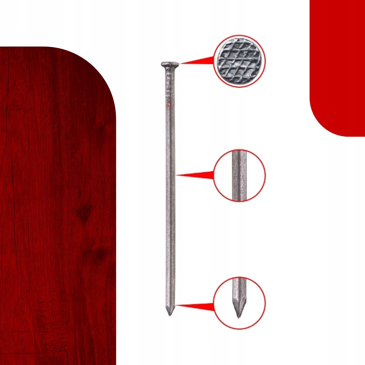 Gwoździe budowlane 4.5x125mm # CZARNE # - 5KG Marka Trójka