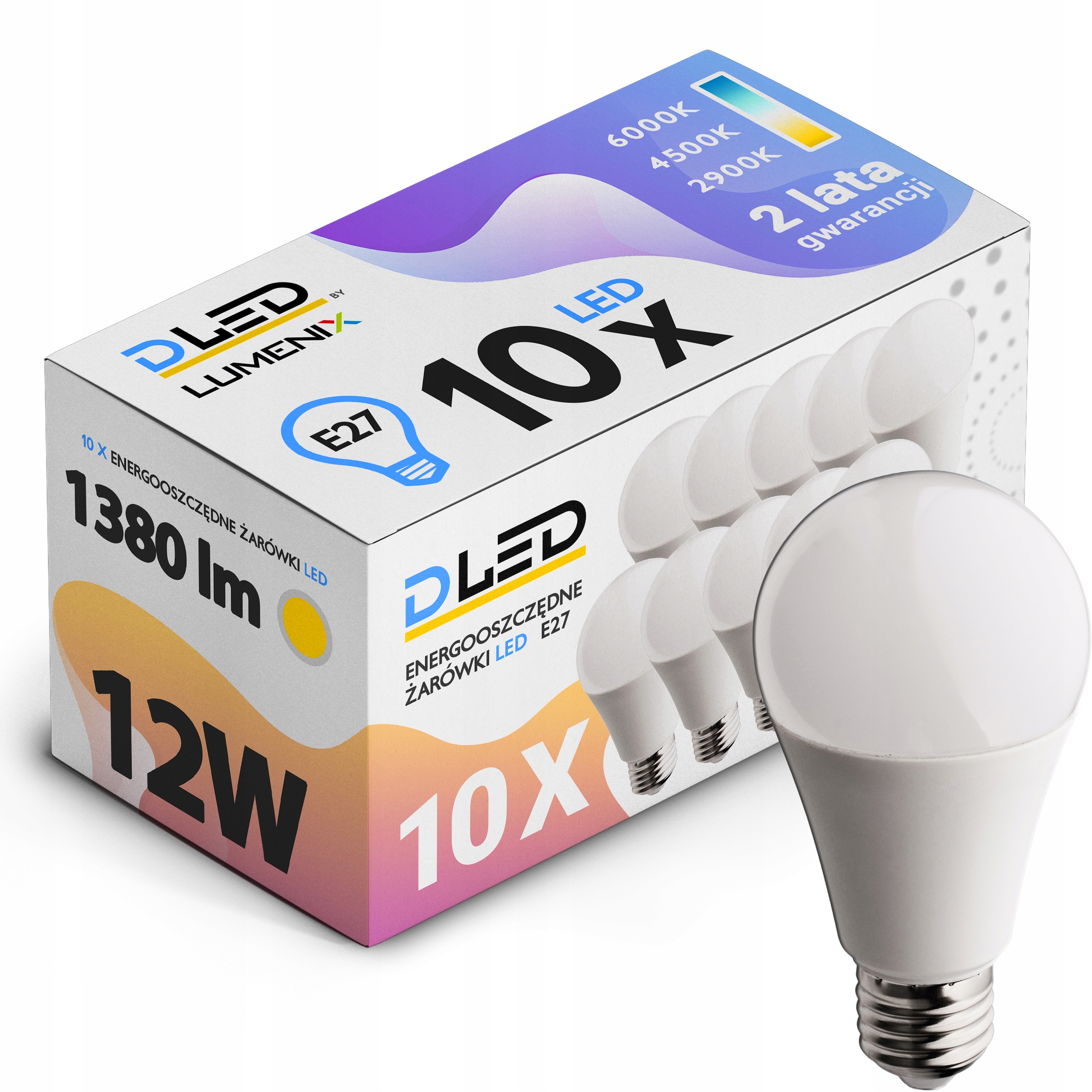 

10x Żarówka E27 1380lm 12W kula CCD Niemrugająca
