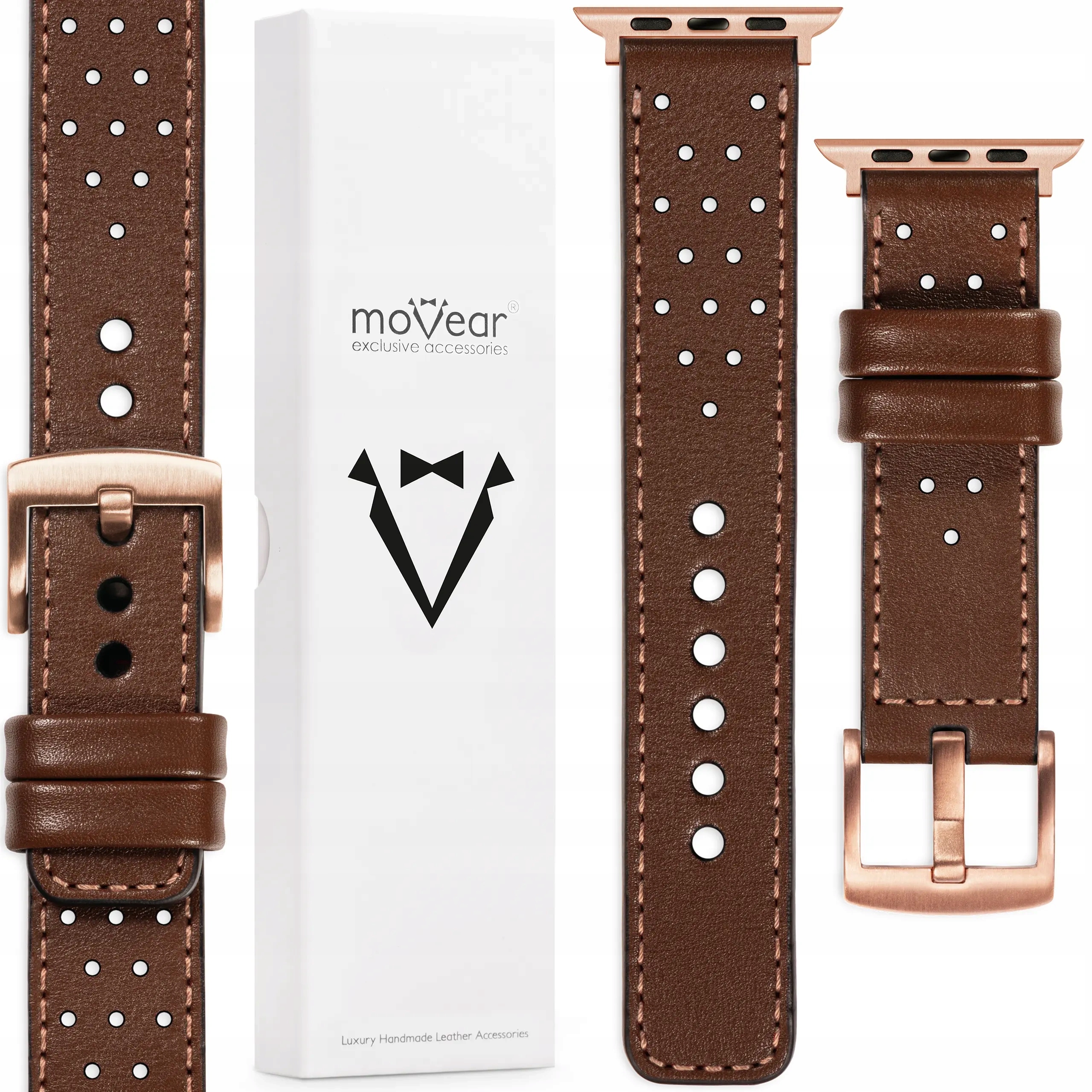 Kožený řemínek pro Apple Watch 10 9 8 7 6 5 Se 42-40 Tmavě hnědý Elegantní