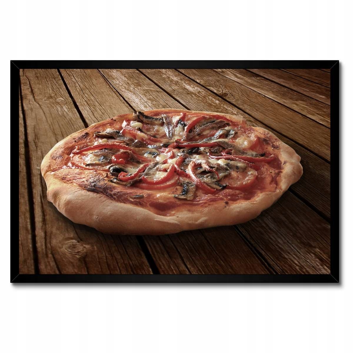 Plakáty v rámu 60x40 Pizza na dřevěném stole