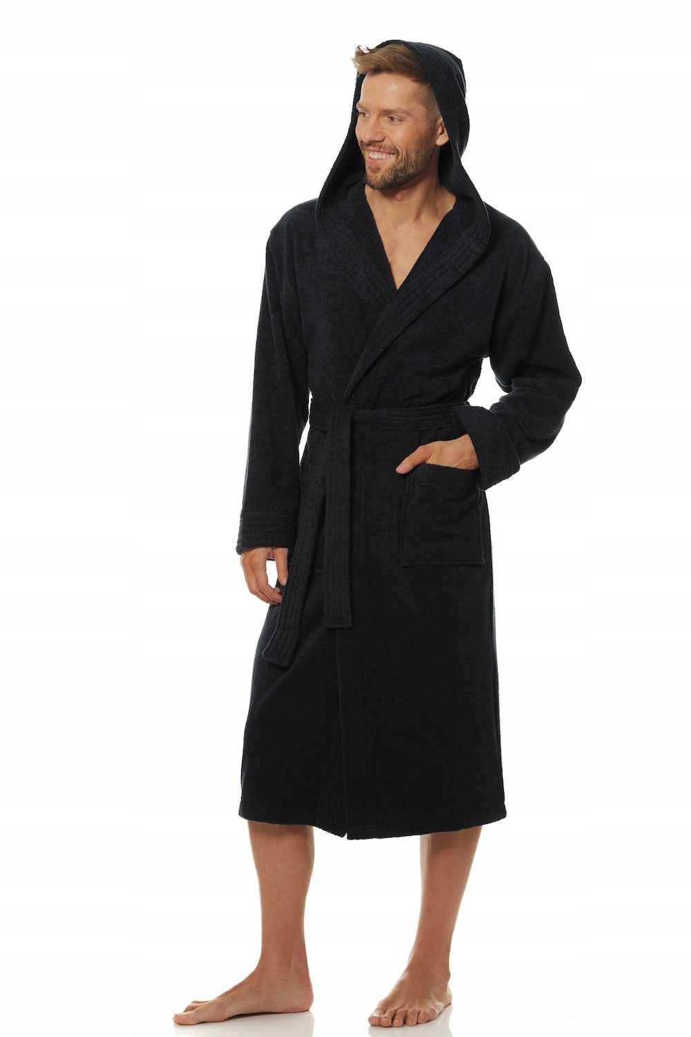 L&L župan pánský 2104 dlouhý s kapucí 100% bavlna XL grafitová