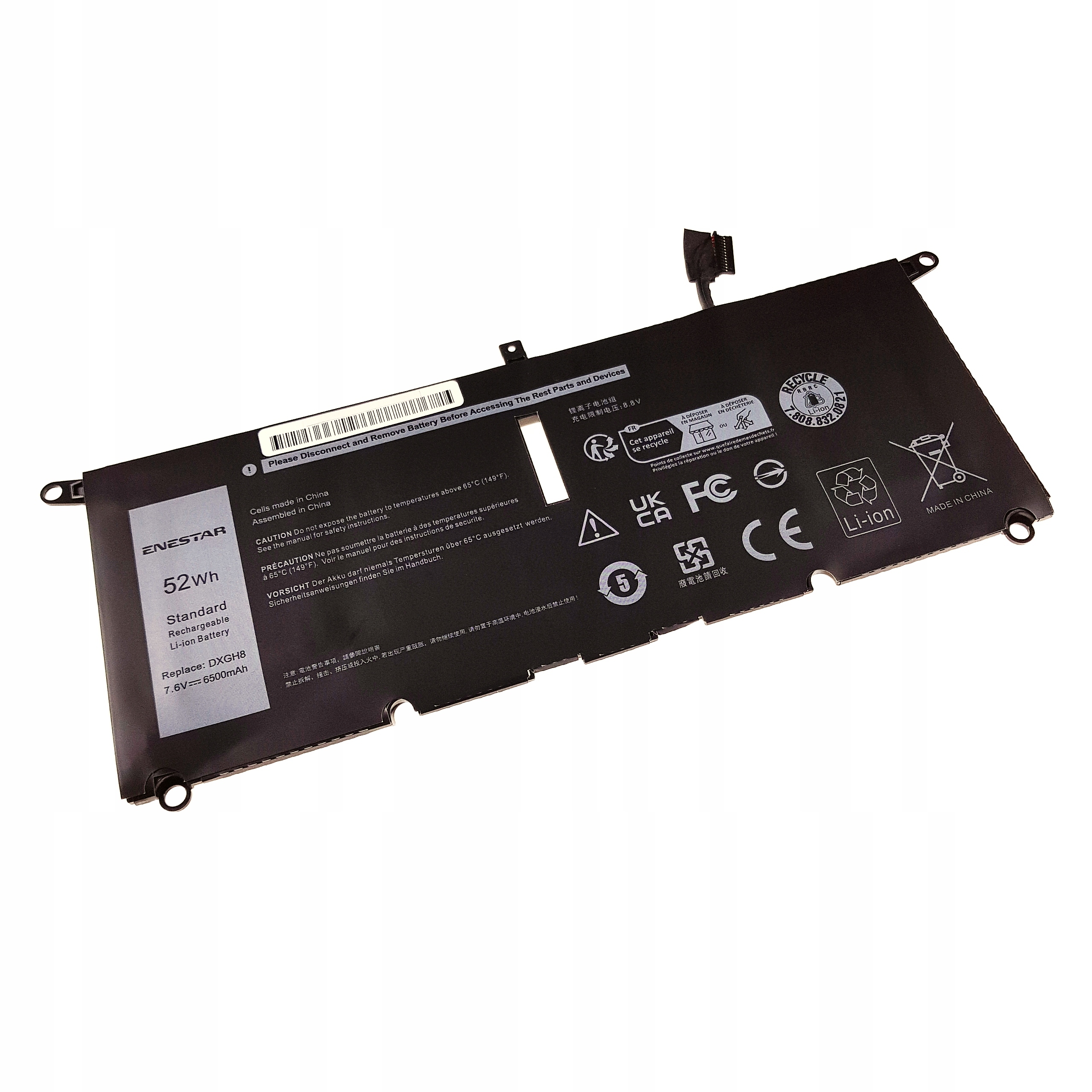 7,6V 52Wh baterie DXGH8 pro Dell Xps 13 7390 9305 9370 Inspiron 5390 7400