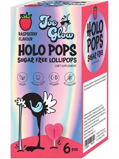 Levně 9 x Holopops lízátko bez cukru s malinovou příchutí a vitamínem C a D (6 Ks) 36 g