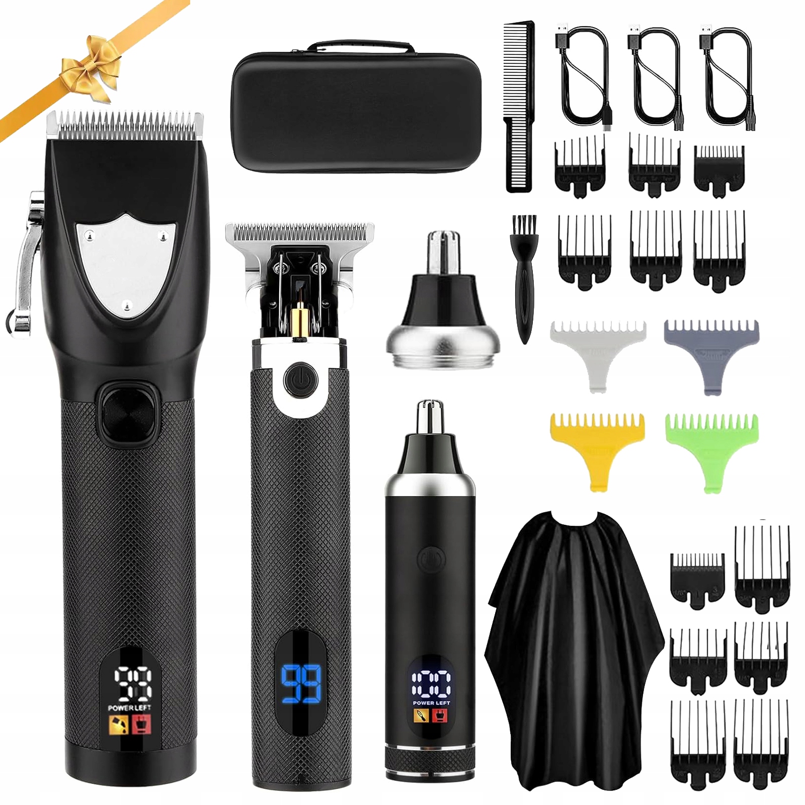 Stříhací Strojek Na Vlasy 3V1 S Titanovými Čepelemi A LCD Displejem