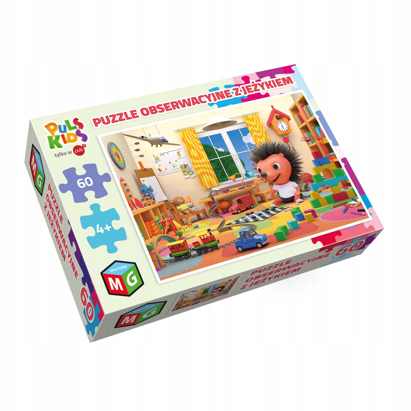 

Puzzle obserwacyjne 60 elementów. Z Jeżykiem