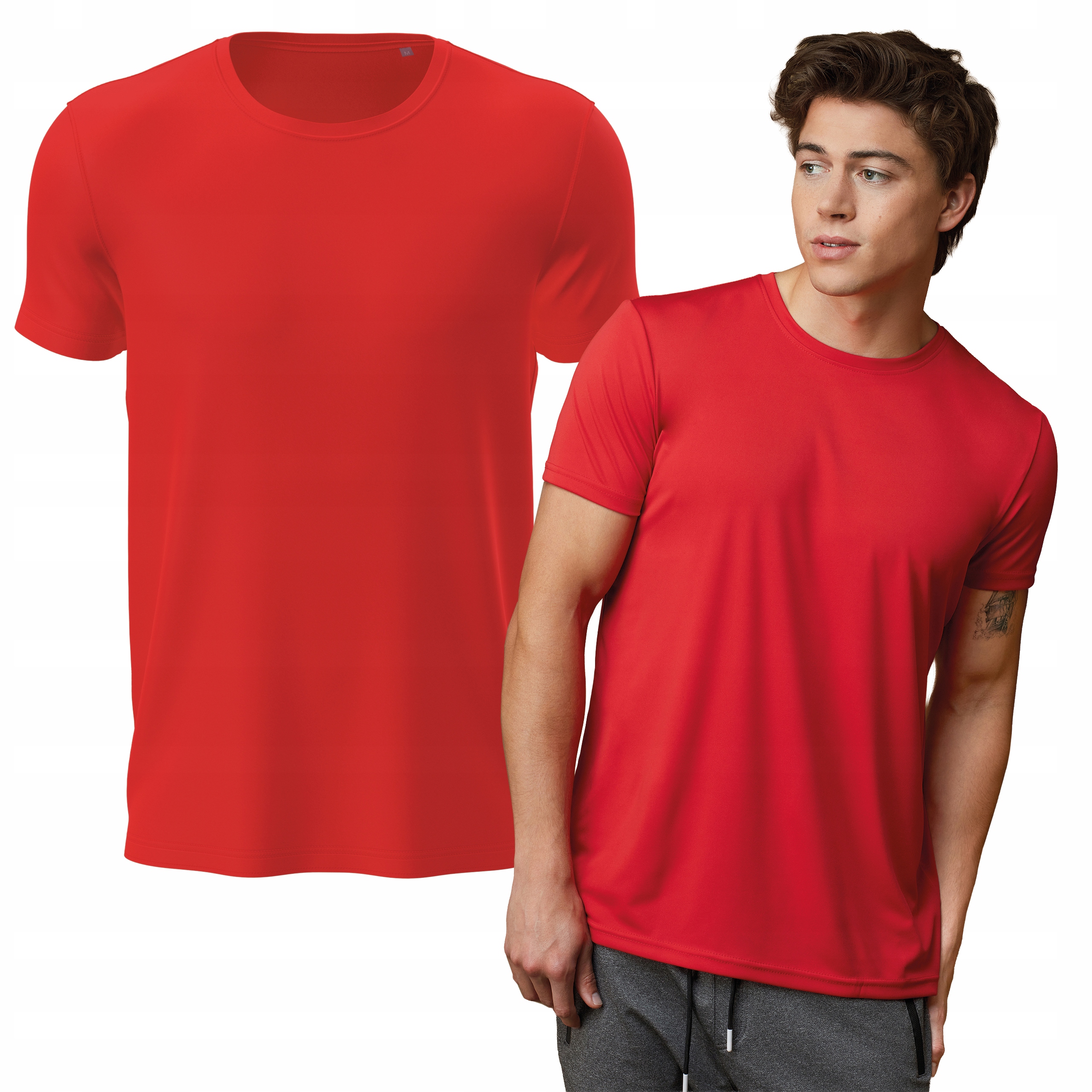 Koszulka sportowa t-shirt męska treningowa siłownia oddychająca czerwona L