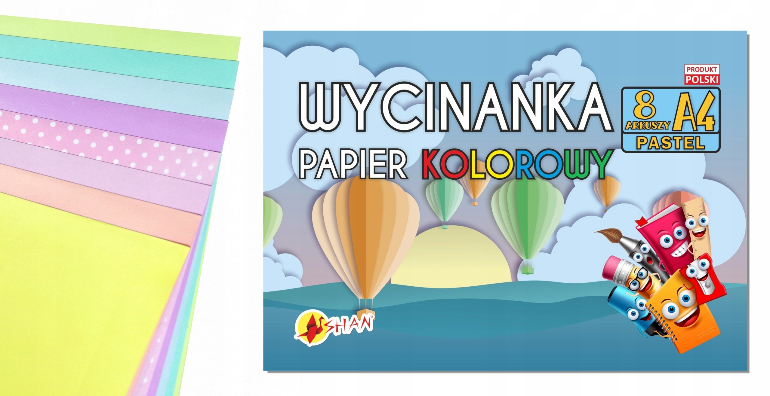 

Papier nabłyszczany do wycinanek Pastel A4 8k Shan
