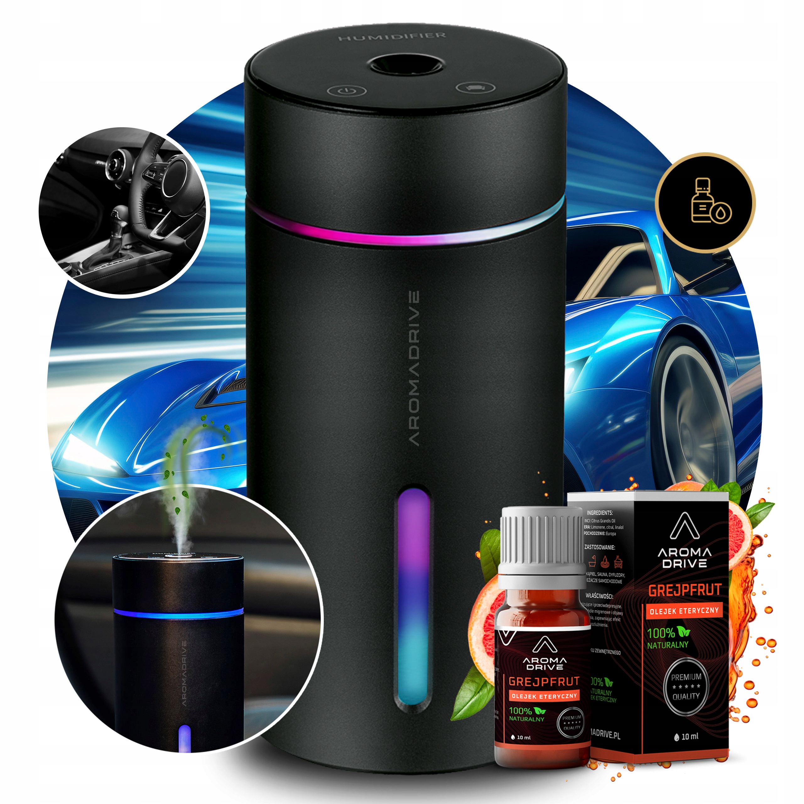 Zapach Do Samochodu Dyfuzor Do Auta Nawilżacz Led Bezprzewodowy