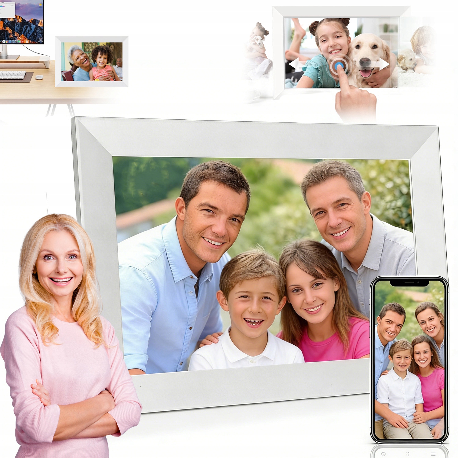 Digitální Rámeček Hd Pro Fotografie 10,1" Fotorámeček Vysoká Kvalita Frameo 32 Gb