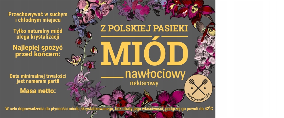 

Etykiety z miejscem na pieczątkę - miód nawłociowy