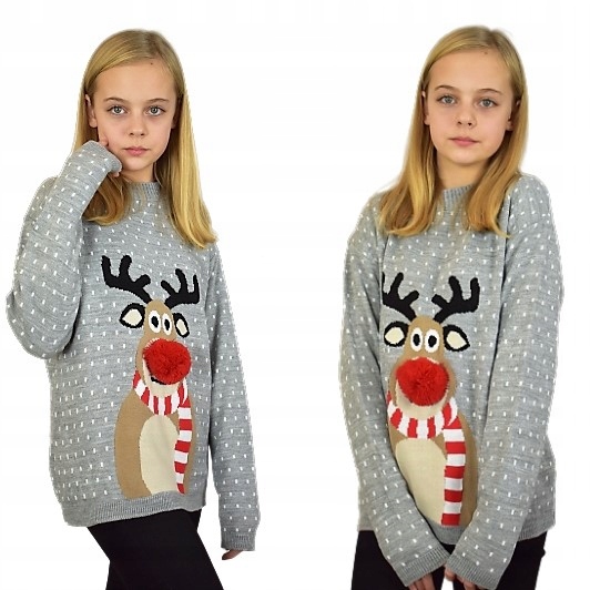 

Sweter Świąteczny Dziecko Szary Renifer Nos 4/5