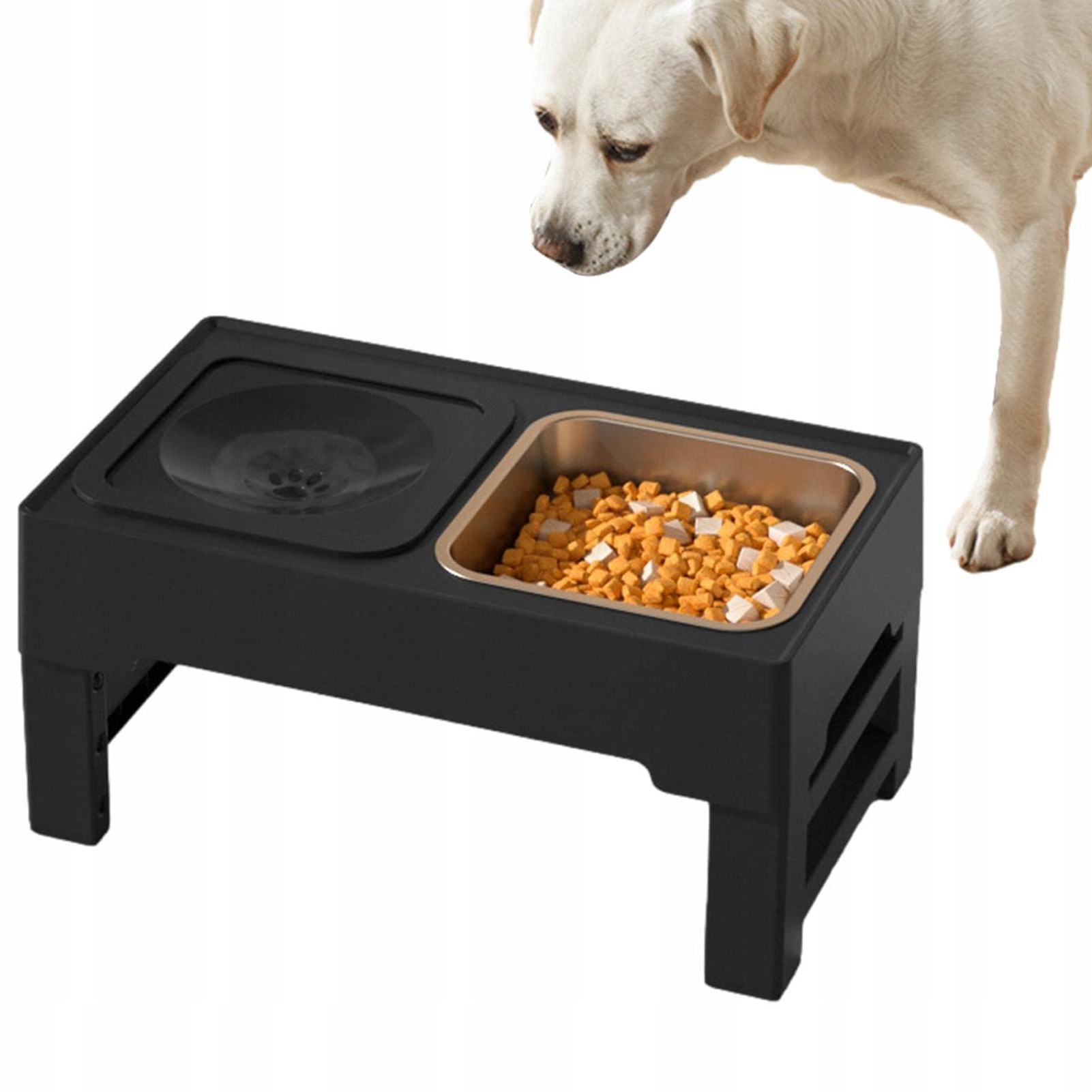 Levně Miska Pro Psa Na Stojanu 2V1, Nechytací, Kovová, Nastavitelná, Zpomalovací