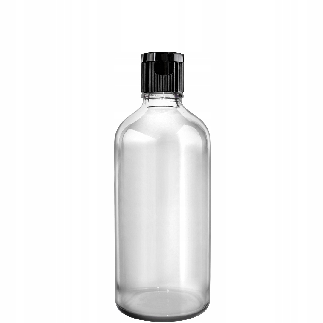 

Butelka 100ml Bezbarwna Z Nakrętką Flip Top Czarną