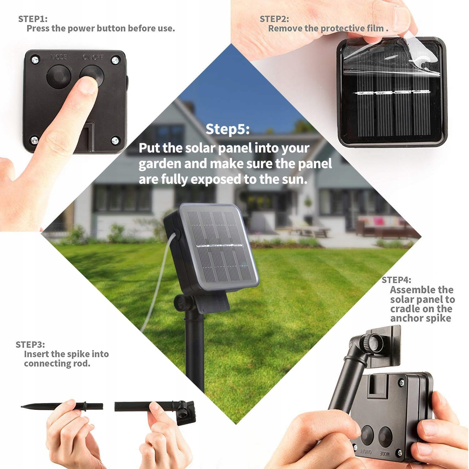 USEBER Zestaw 2x14M 120 LED Solar Lampa Ogrodowa Wodoodporna — miniatura 6