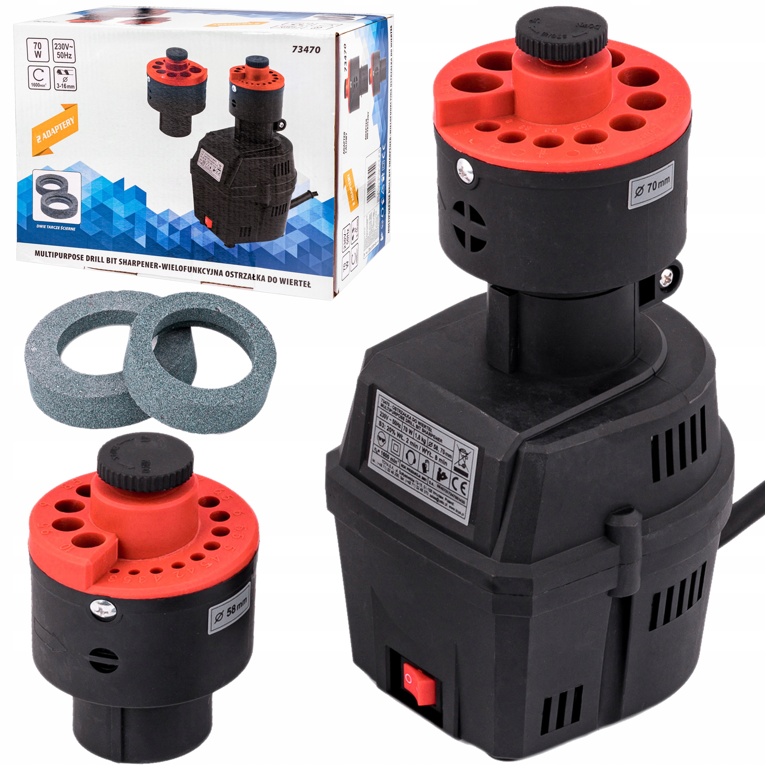 

Ostrzałka Do Wierteł 3-16mm 70W Adapter 2xKAMIEŃ