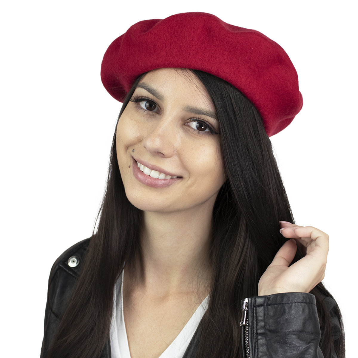 

Beret damski Francuski wełniany Czerwony