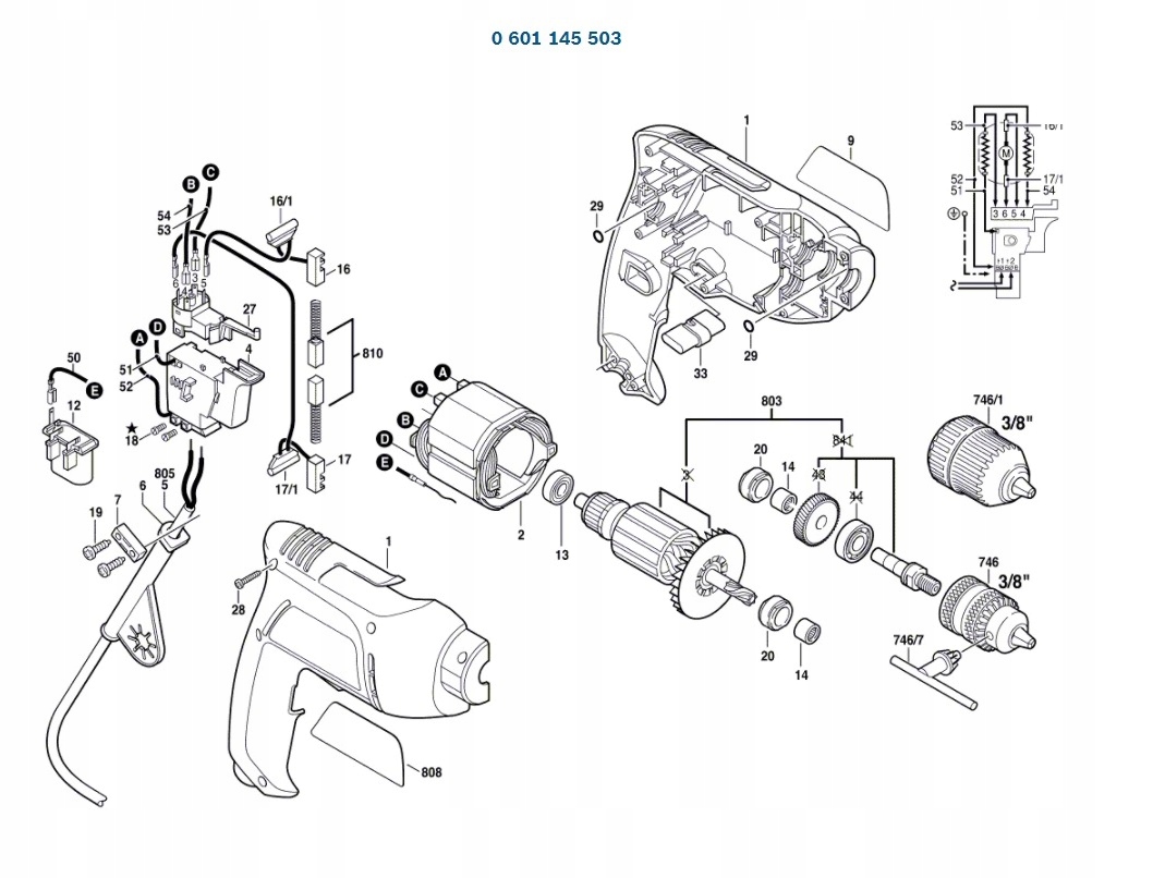 

Wyłącznik Wiertarka Bosch GBM6RE 503