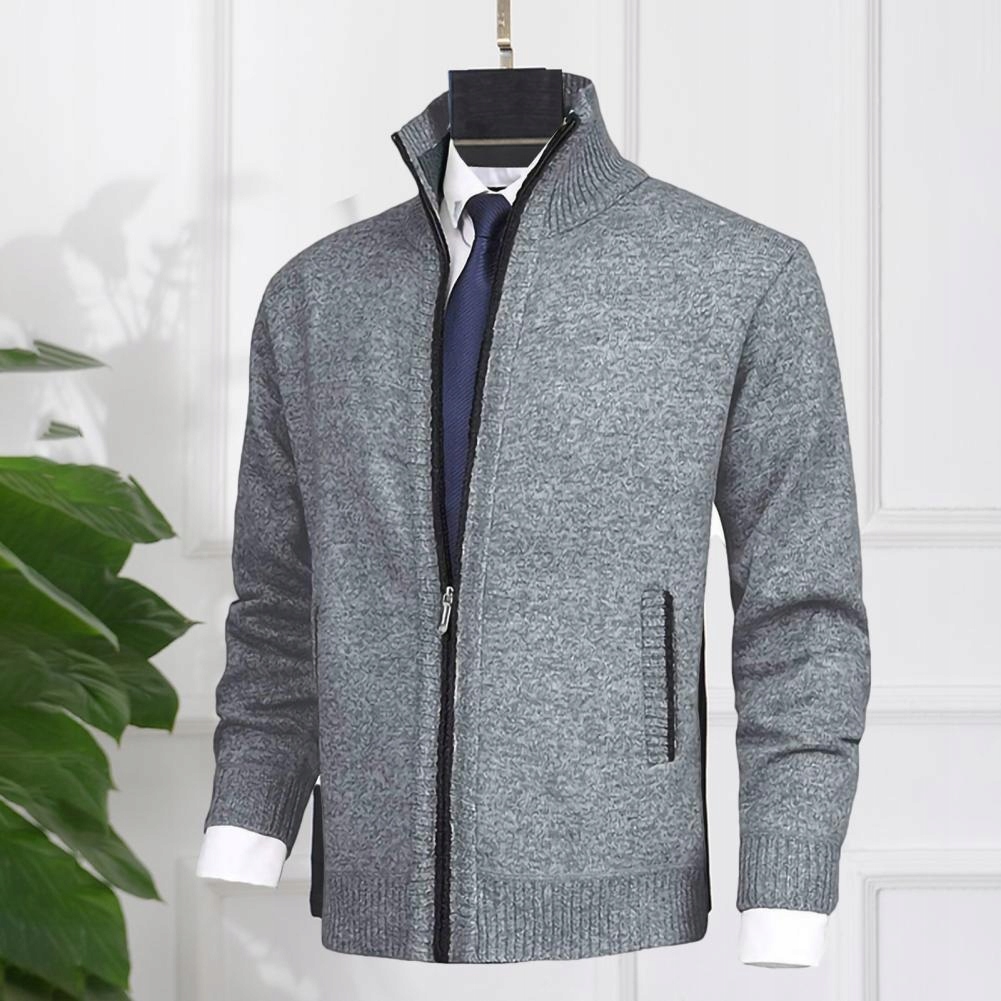 Spring Autumn Knitted Sweater Coat Zipper Stand Co Wzór dominujący aztecki