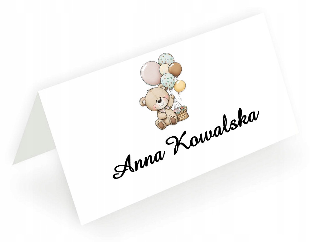 EKO WINIETKI wizytówki chrzest roczek 5szt. misio