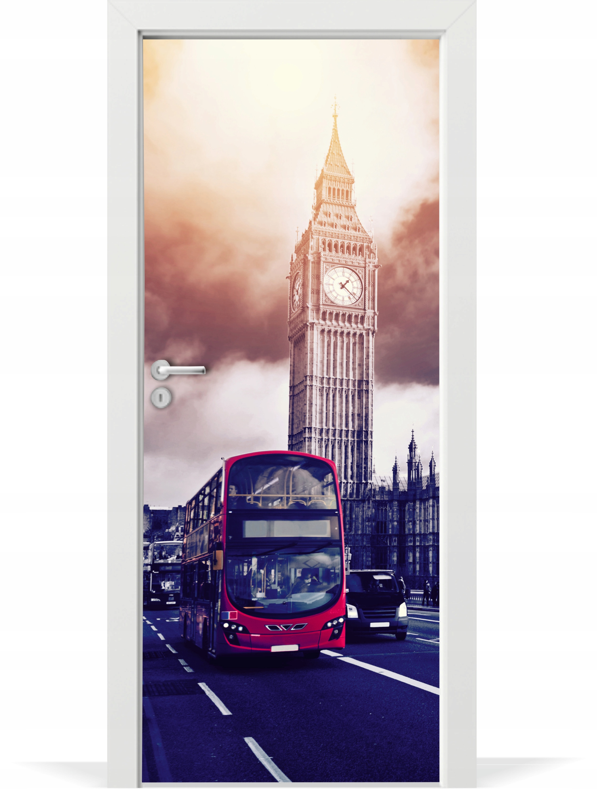 

Folia fototapeta na drzwi Big Ben czerwony autobus