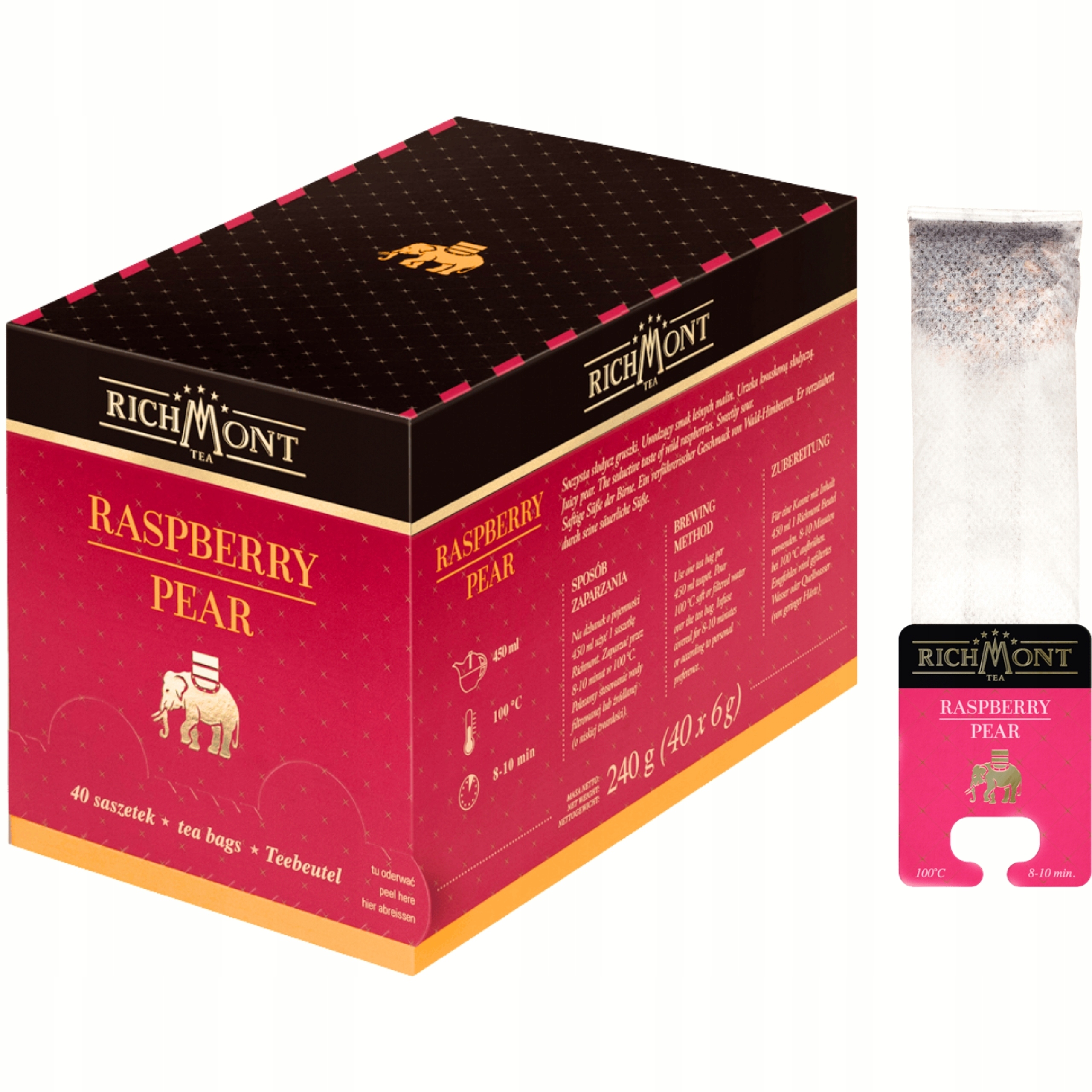 Richmont Herbatka owocowa Napar owocowy Saszetki 40 x 6 g Raspberry Pear