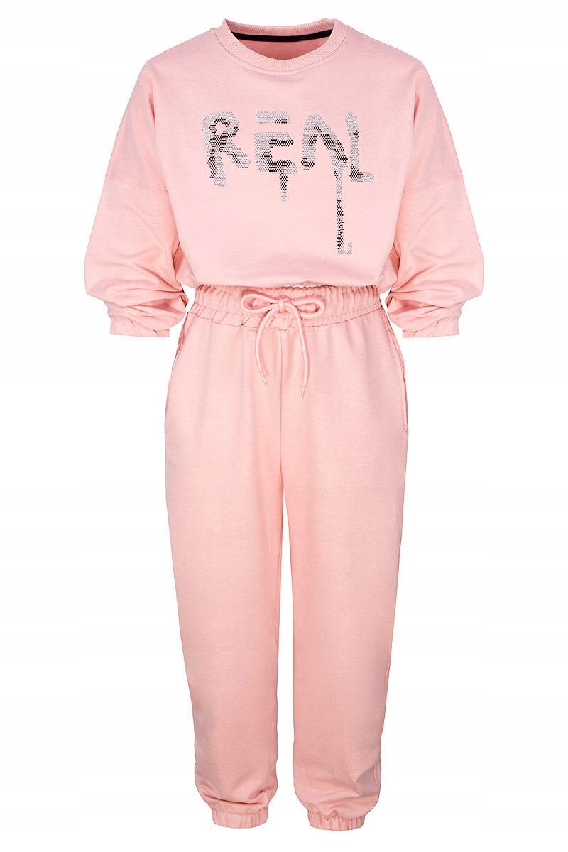 

modny różowy dres komplet lużny 128 croptop jogger