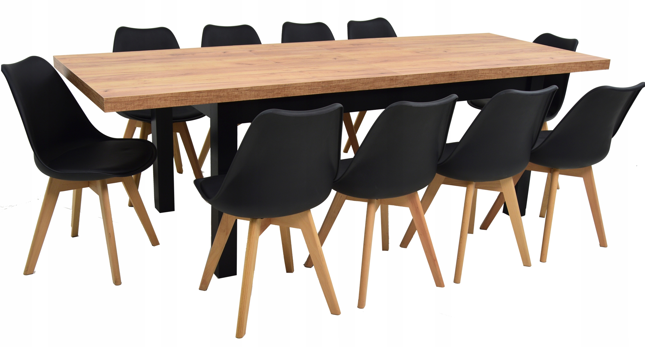 SOLIDNY STÓŁ 90x170/250 i 10 krzeseł z PODUSZKĄ Maksymalna długość rozłożonego stołu 250 cm