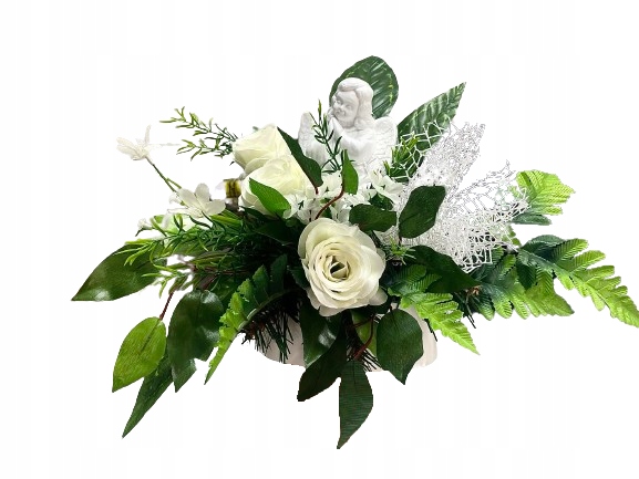 ANIOŁEK BIAŁY PLASTIKOWY, DEKORACJA DO STROIKÓW, OZDOBA Typ róża