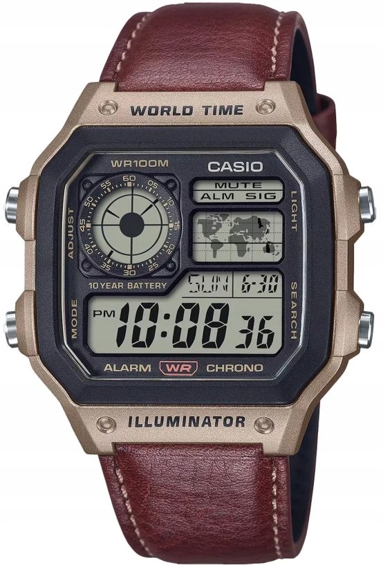 Digitální Pánské Hodinky Casio AE-1200WHL-5A Vintage Alarm WR100 +box 42mm