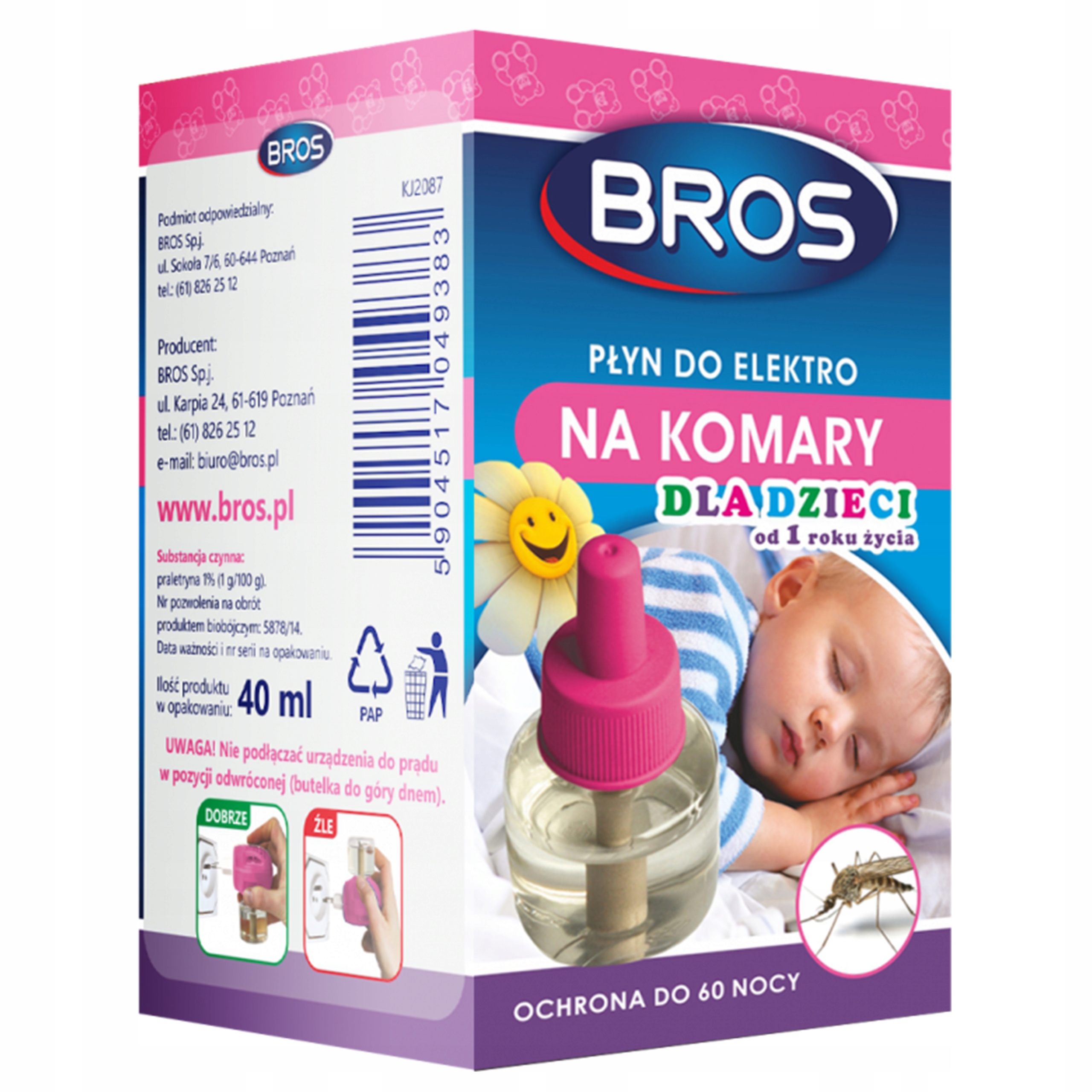 

Płyn na komary do kontaktu dla dzieci Bros