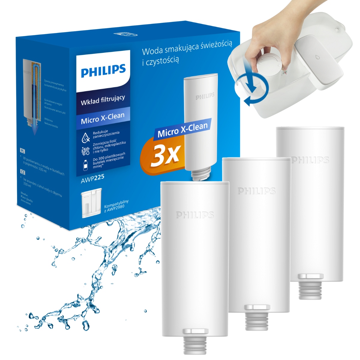 Wkłady wymienne filtrujące dzbankowe Philips AWP225 do filtra AWP2980WH