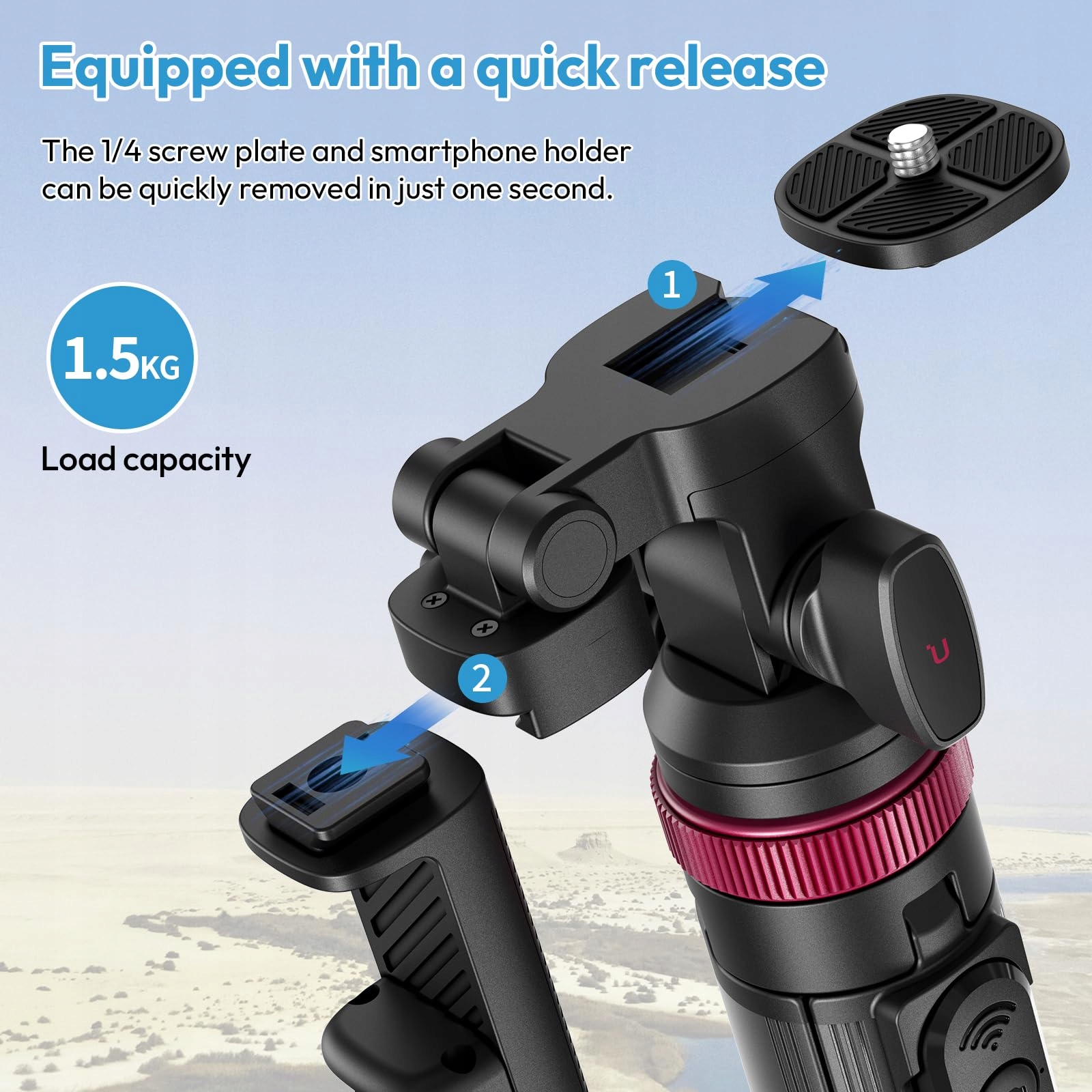 ULANZI MT-78 Statyw Kamera Selfie-Stick Bluetooth Telefon DSLR iPhone — miniatura 3