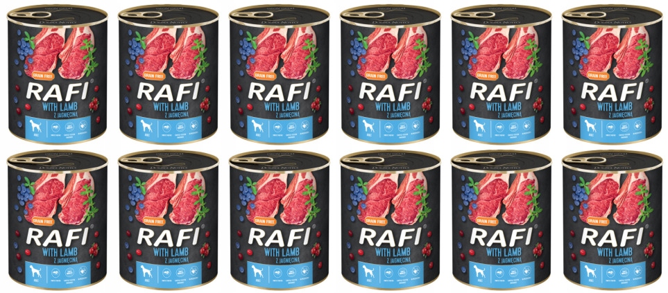 Levně Krmivo Mokré Pro Psa S Jehněčím Masem 800 G Rafi X12 Ks