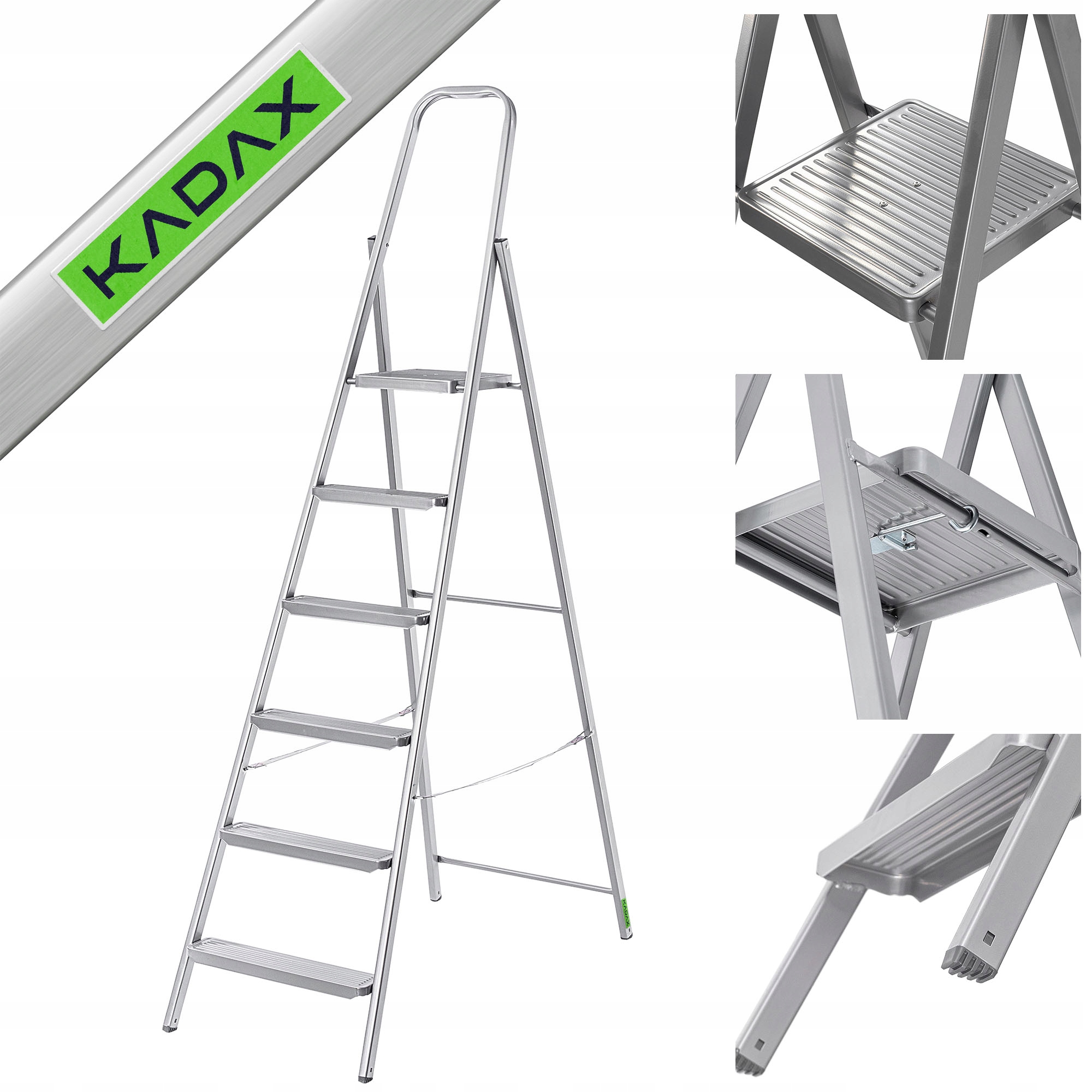 6-STUPŇOVÝ Oceľový Rebrík Multifunkčný Jednostranný Skladací