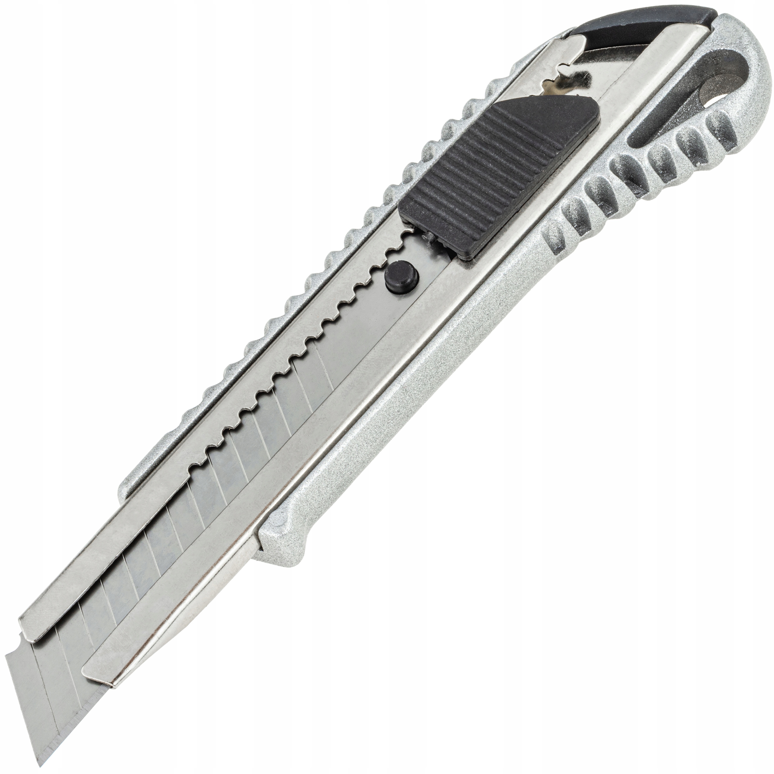 NÓŻ NOŻYK TAPICERSKI METALOWY Z CHOWANYM WYSUWANYM OSTRZEM ŁAMANYM 18 MM