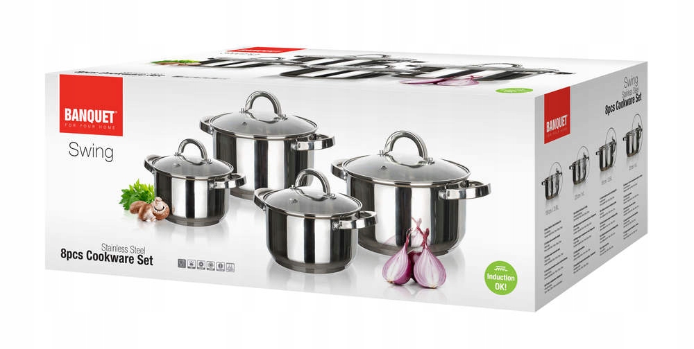 Komplet garnków SWING 8 szt. Typ powłoki non-stick (nieprzywierająca)