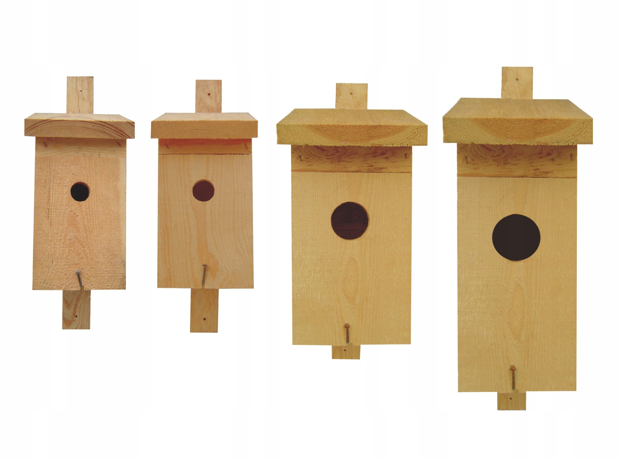 Dřevěné hnízdní budky pro ptáky Zahradní domeček Domečky Sada 4 kusů