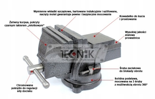 IMADŁO ŚLUSARSKIE OBROTOWE Z KOWADŁEM 150MM Kod producenta BLACK-19309
