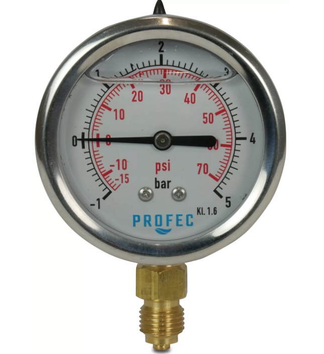 PROFEC Manometr wypełnienie z gliceryny 0 - 4 bar