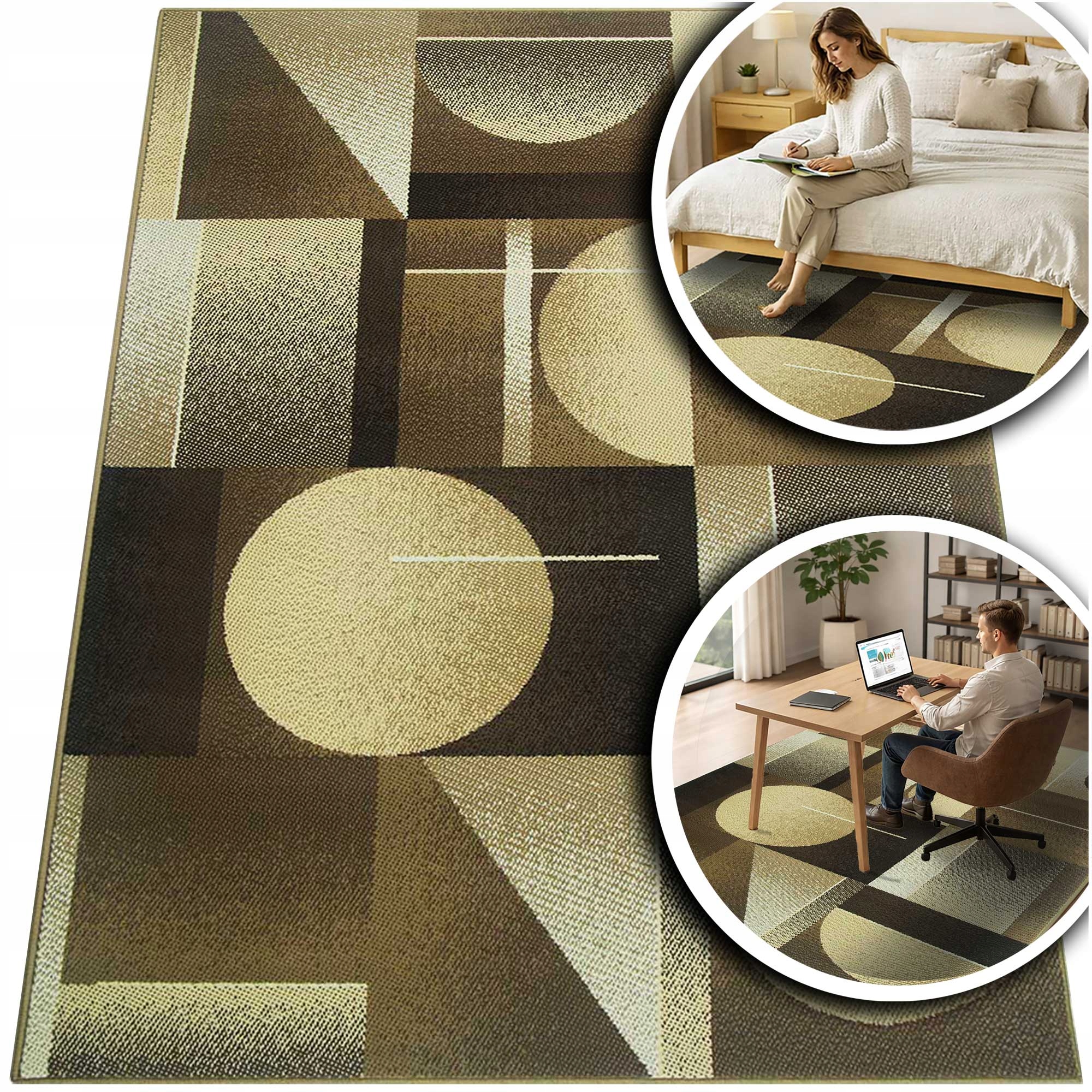 Hnědý Koberec Do Obývacího Pokoje Venezia Béžový Koberec Do Ložnice Nízký Vlas 60x110