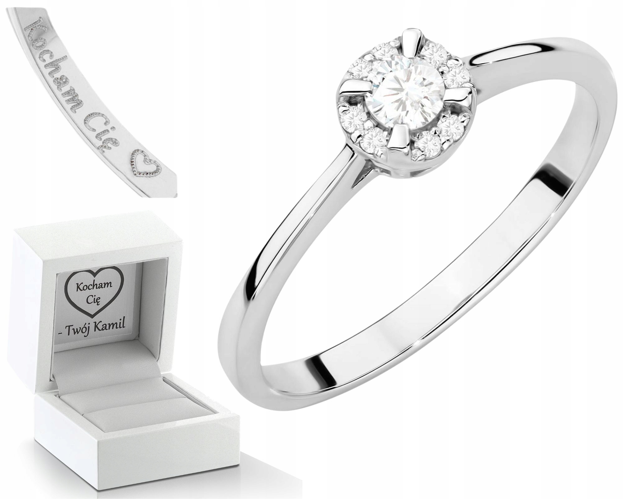 Prstýnek Z Bílého Zlata S Gravírovanými Gravírování 585 Bonus Dárek