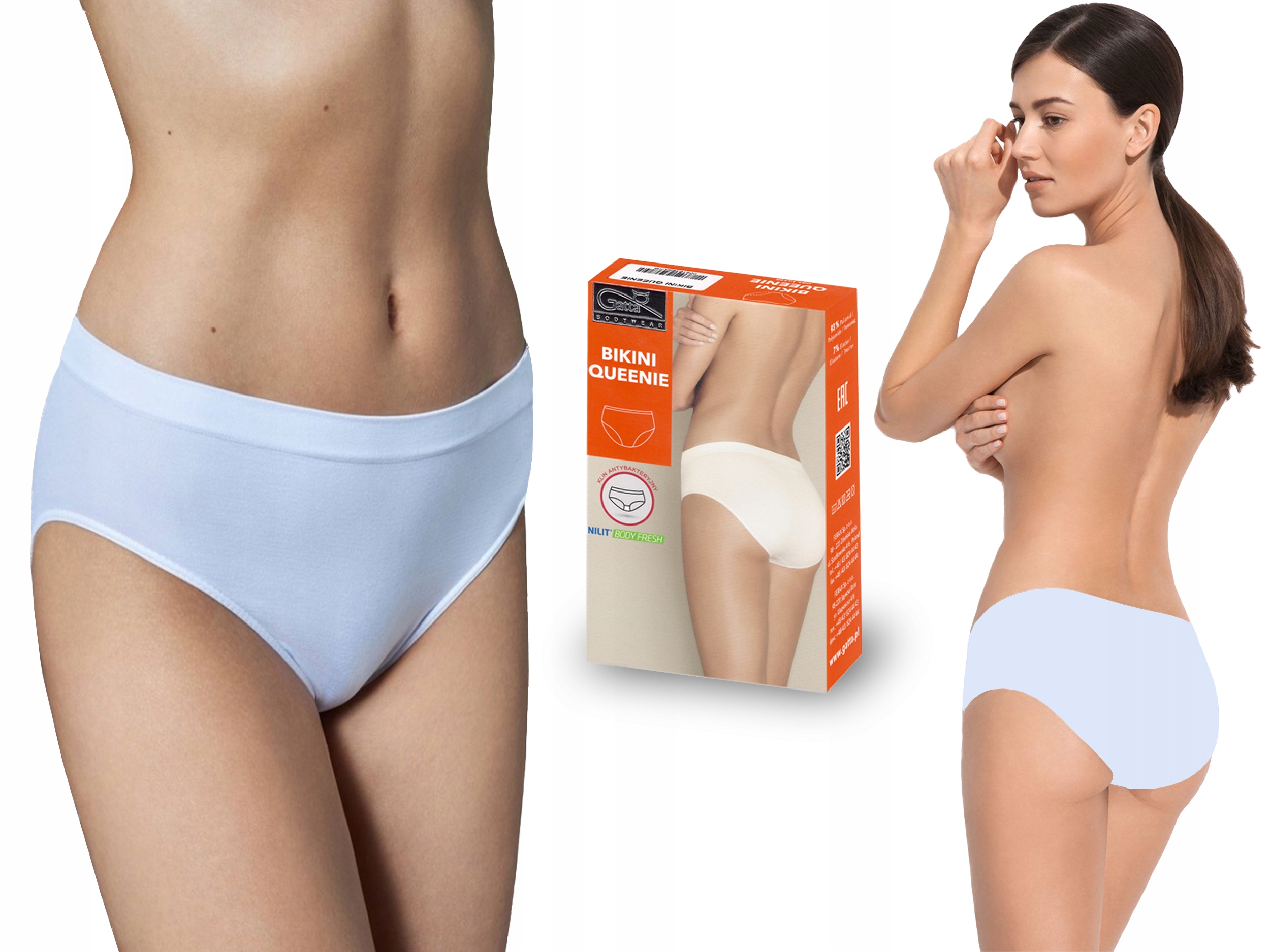 

Bezszwowe figi Bikini Queenie Gatta, białe, XXL