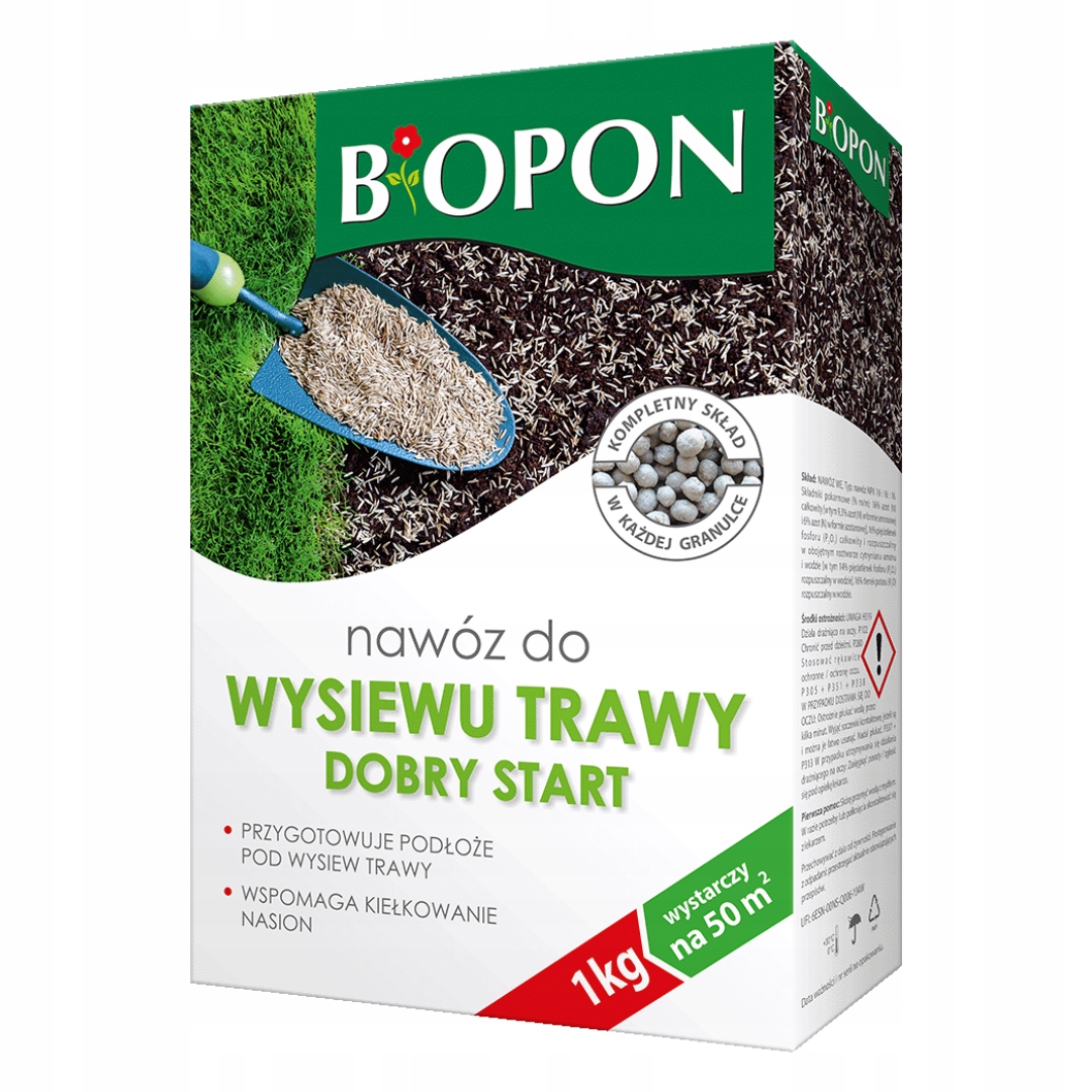 Nawóz Do TRAWY Wieloskładnikowy MINERALNY NOWA TRAWA Wysiew Biopon 1Kg