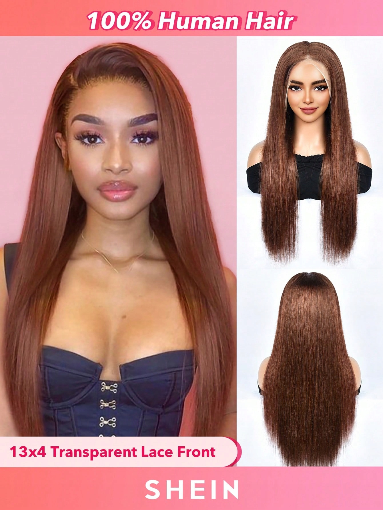 Shein Miedziana peruka długie włosy