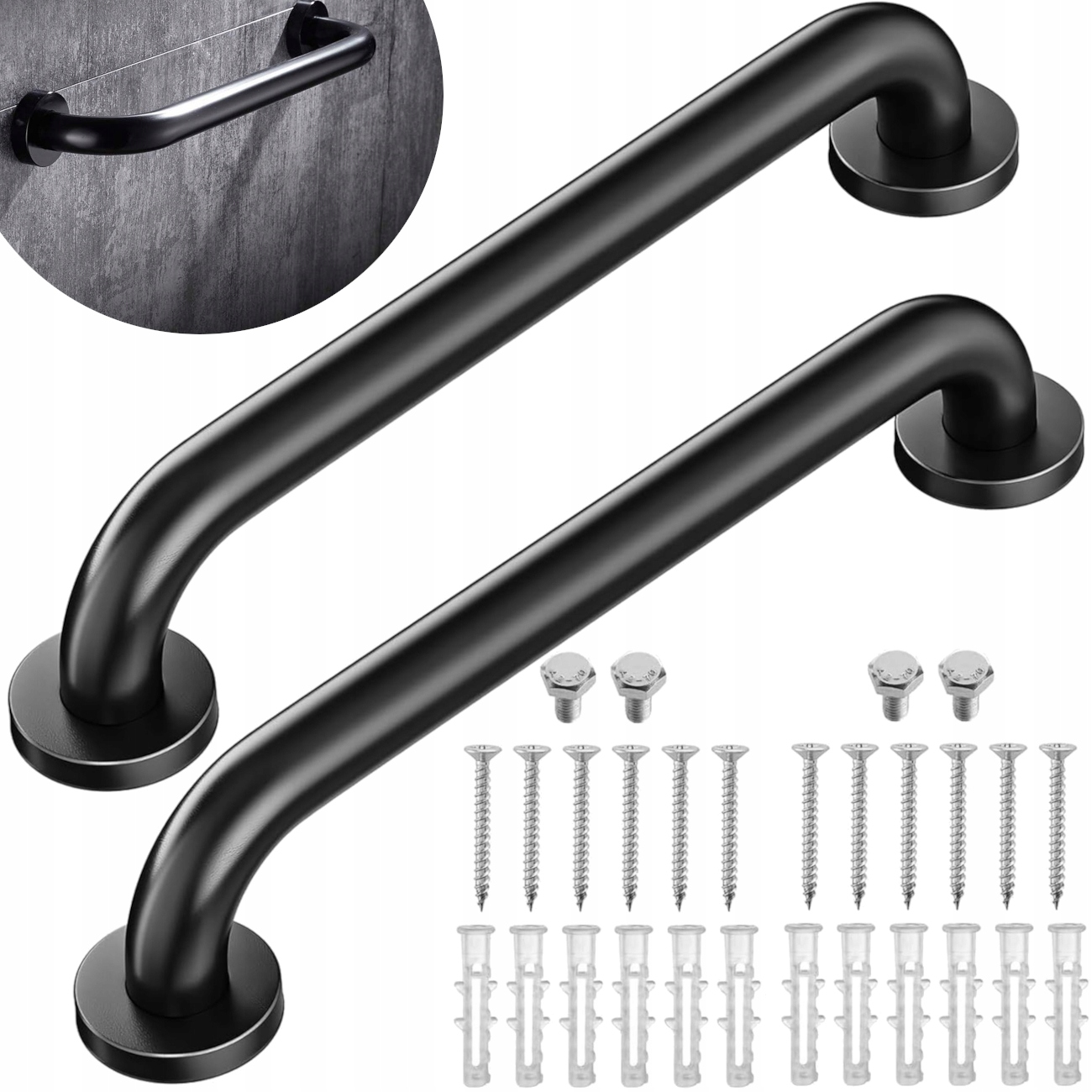 Uchwyt Łazienkowych Poręcz Dla Osób Starszych Niepełnosprawnych Inox Czarny