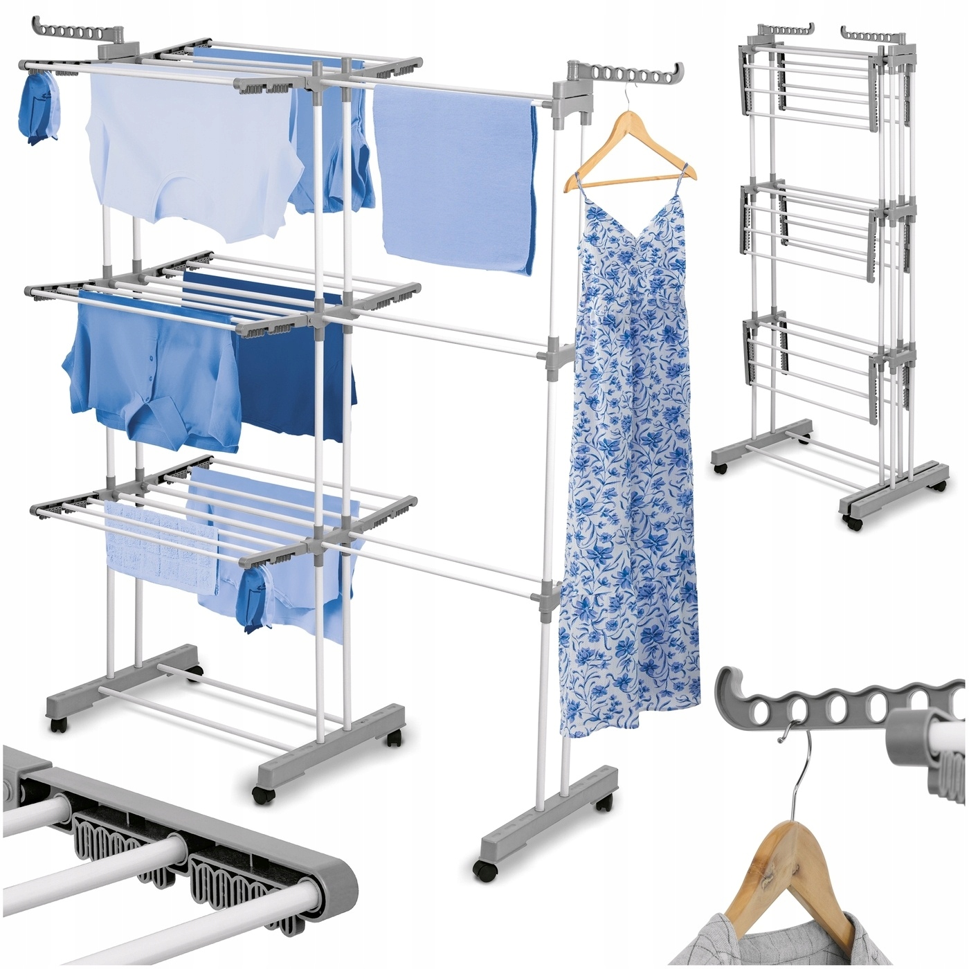 Suszarka na Pranie Pionowa Duża Rozsuwana Konighoffer Ultra 135x66x173 cm