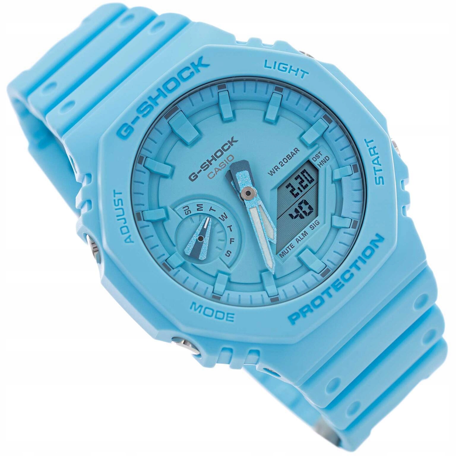 Hodinky Casio GA-2100-2A2ER G-shock Vodotěsné Modré Na Řemínku Stopky