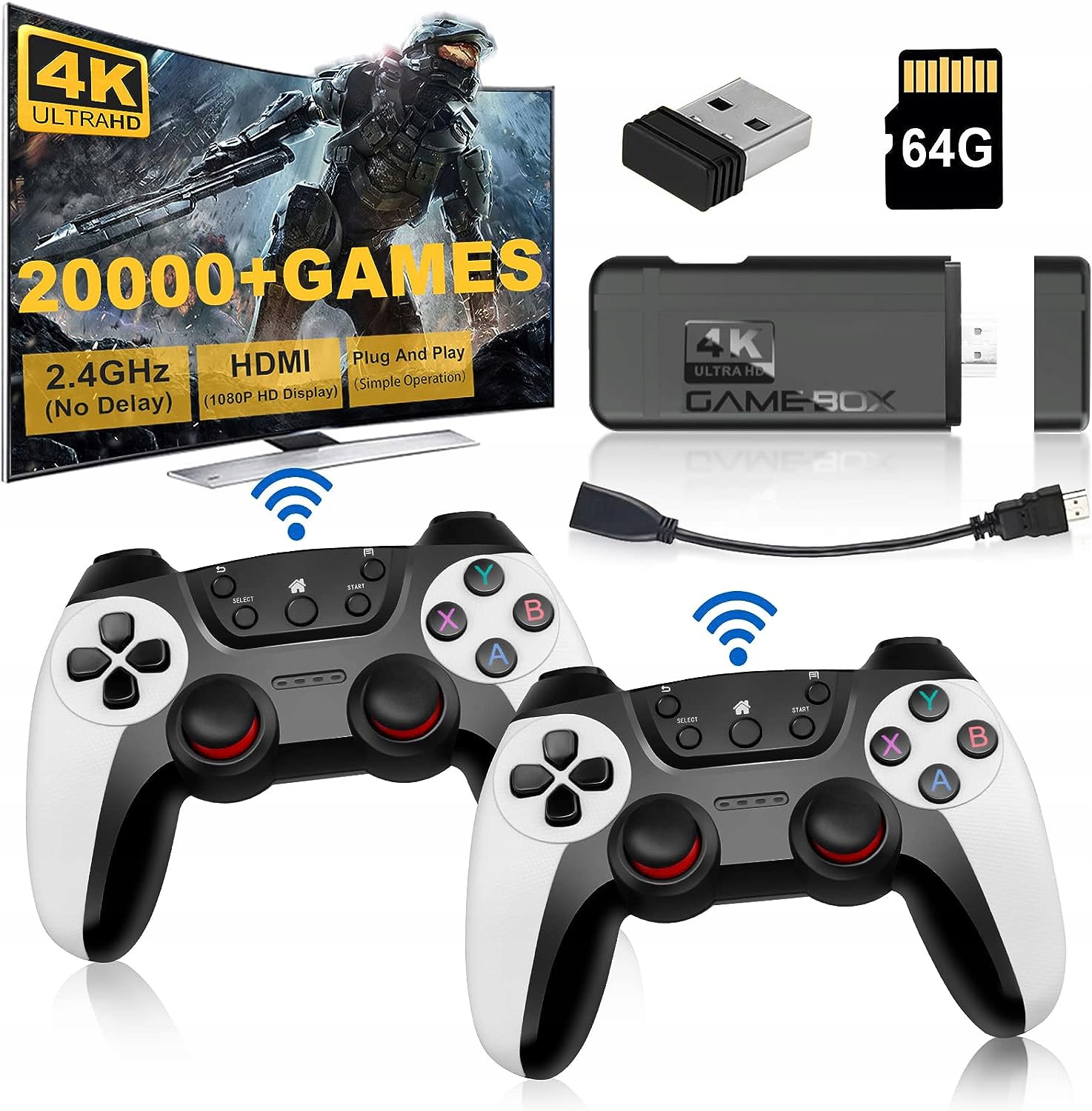 KONSOLA RETRO TV GRA TELEWIZYJNA HDMI BEZPRZEWODOWA 2XPAD 30,000 GIER